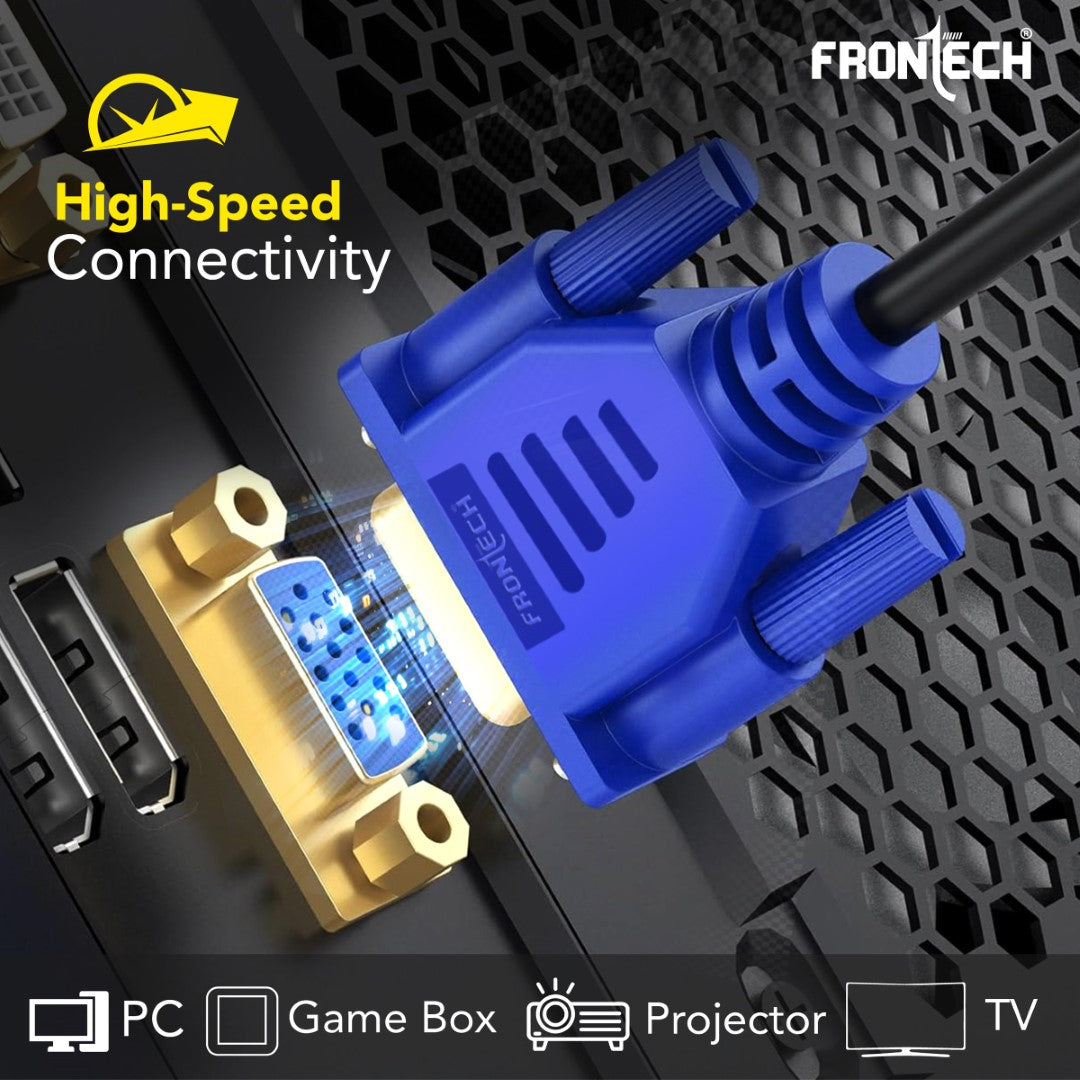Frontech VGA Cable - 1.5M | Enhanced Signal Transmission for HD Audio/Video (NC-0027) Frontech VGA Cable - 1.5M | Enhanced Signal Transmission for HD Audio/Video (NC-0027)